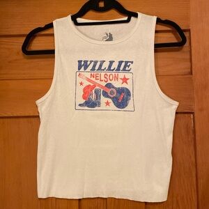 Willie Nelson Cutoff Tank Top - Oatmeal Color - Urban Outfitters - Small